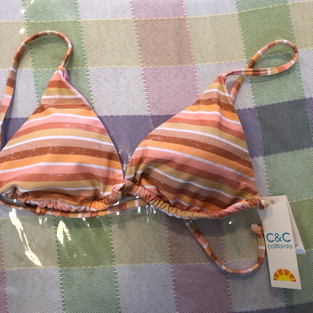 C & C California Multi- Stripe Bikini Top Size M